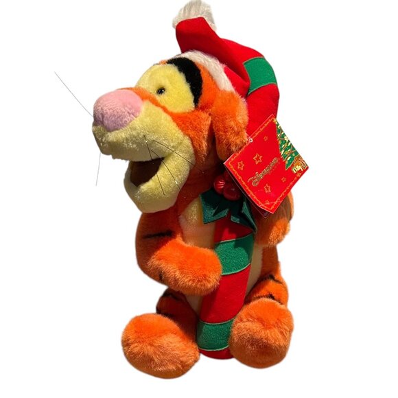 Disneyland Paris Tigger Noël Christmas Plush Toy With Striped Cane - Picture 1 of 5